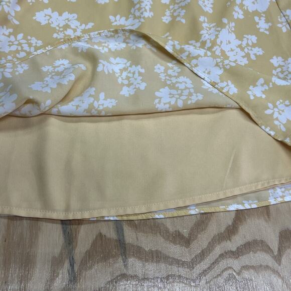 Abercrombie & Fitch Babydoll Dress Smocked Yellow Floral Size M Y2K Cottagecore - Picture 8 of 16